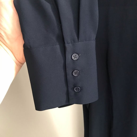 Pleione faux wrap navy long sleeve blouse.  Worn once - Picture 5 of 5